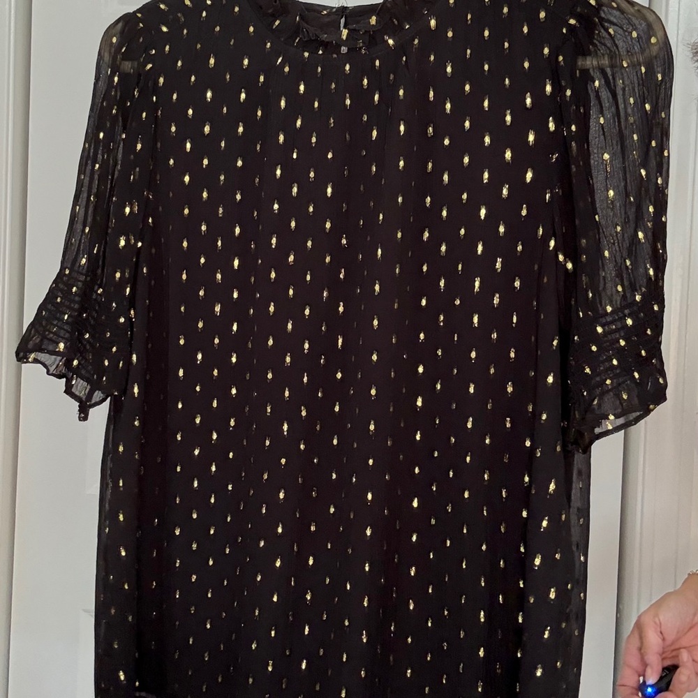 J. Crew Black Blouse with Gold Accents